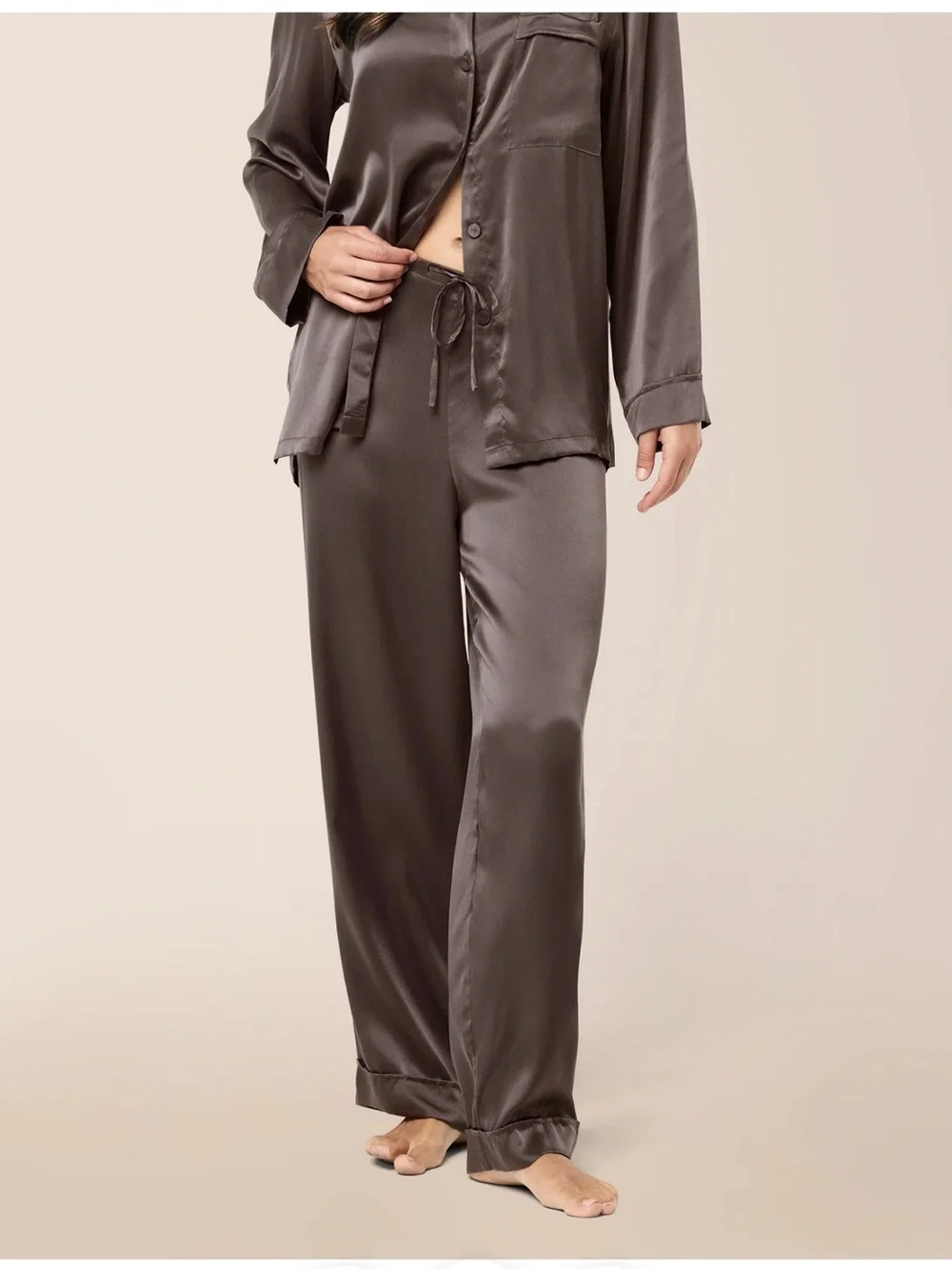 Papinelle 100% Silk Audrey Pajama Set – Ivory/Cream – XS